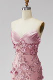 Sparkly Blush Corset Mermaid Long Beaded Floral Pageant Dress