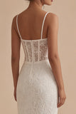White Lace Spaghetti Straps Bodycon Corset Midi Dress