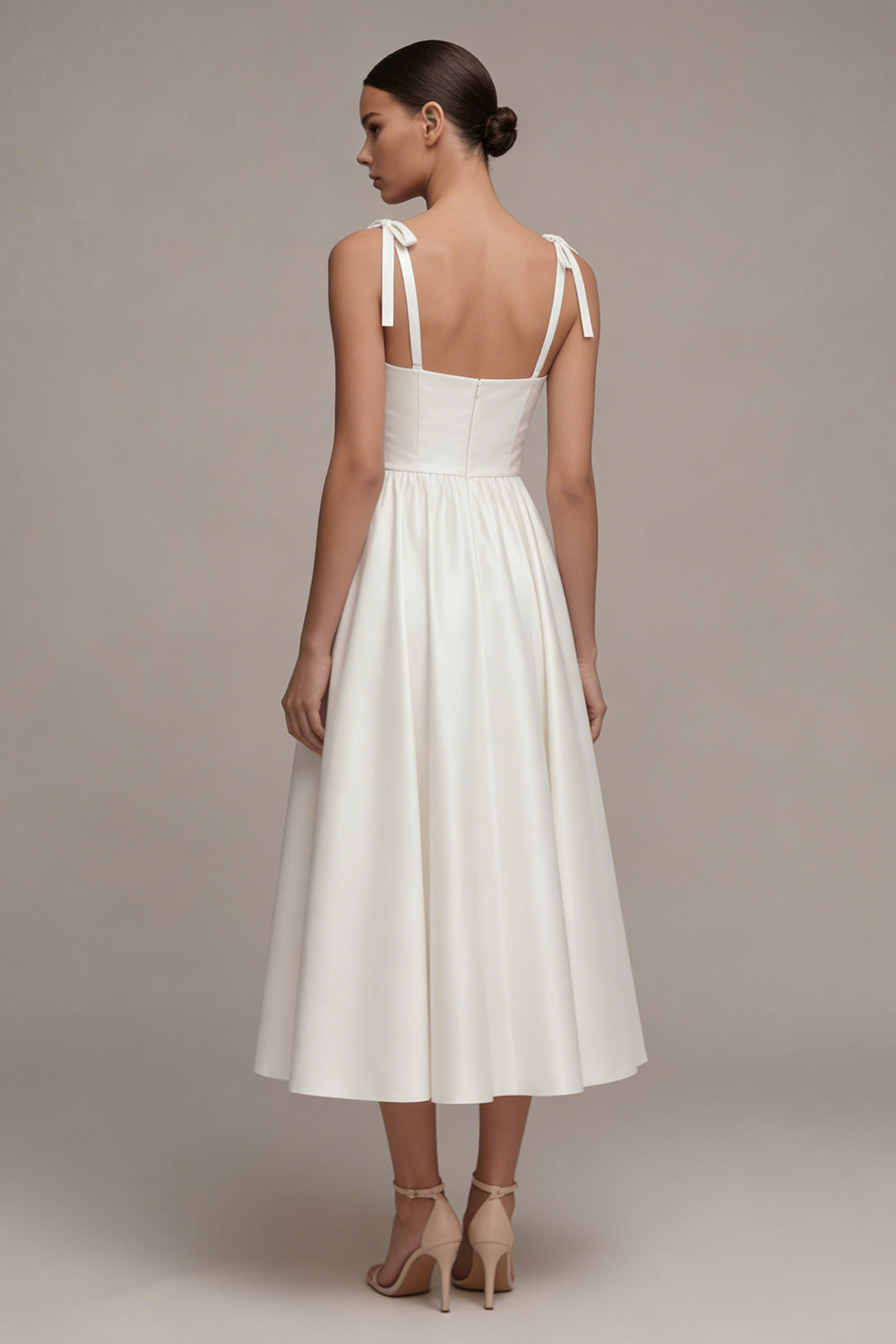 Zapaka Women Satin Beach Wedding Dress with Bows White Long A Line Ruched Thick Straps Rehearsal Dinner Dress ZAPAKA Zapaka Women Satin Beach Wedding Dress with Bows White Long A Line Ruched Thick Straps Rehearsal Dinner Dress ZAPAKA