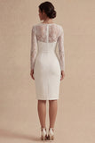 Bodycon Lace Long Sleeves Floral White Boho Engagement Dress