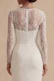 Bodycon Lace Long Sleeves Floral White Boho Engagement Dress