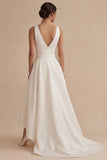 White High Low A Line V-Neck Engagement Dress
