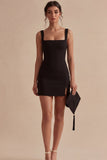 White Tight Short Square Neck Graduation Dress