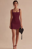 White Tight Short Square Neck Graduation Dress