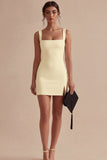 White Tight Short Square Neck Graduation Dress
