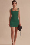 White Tight Short Square Neck Graduation Dress