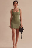 White Tight Short Square Neck Graduation Dress
