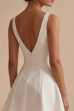 White V-Neck A Line Short Graduation Dress