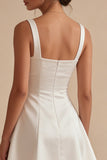 White Square Neck A Line Short Graduation Dress