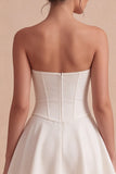 Strapless White A Line Corset Mini Dress