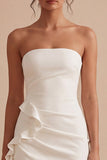 White Strapless Bodycon Mini Dress with Sash