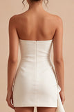 White Strapless Bodycon Mini Dress with Sash