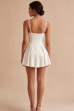 Simple A Line Spaghetti Straps Little White Dress