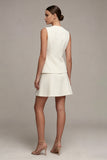 Round Neck Ivory 2 Piece Single Breasted Short Business Suits