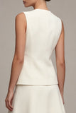 Round Neck Ivory 2 Piece Single Breasted Short Business Suits