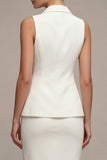 Ivory 2 Piece Notched Lapel Slim Fit Single Breasted Midi Business Dress