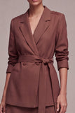 Desert Rose 2 Piece Notched Lapel Double Breasted Short Business Dress with Belt