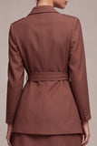 Desert Rose 2 Piece Notched Lapel Double Breasted Short Business Dress with Belt
