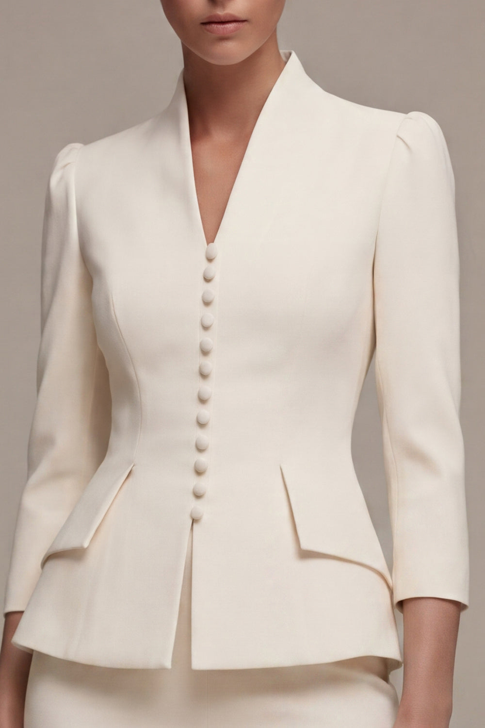 ivory dress suits for women Berylove Women Slim Fit Ivory Business Suit 2-Piece Work Suit