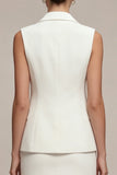 White Short 2 Piece Notched Lapel Slim Fit Single Breasted Business Dress