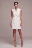 Short White Double Breasted Peak Lapel Blazer Dress