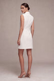 Short White Double Breasted Peak Lapel Blazer Dress