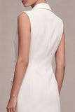Short White Double Breasted Peak Lapel Blazer Dress