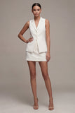 2 Piece Notched Lapel Slim Fit White Short Single Breasted Business Dress