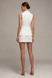 2 Piece Notched Lapel Slim Fit White Short Single Breasted Business Dress