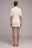 Ivory Half Sleeves 2 Piece Peak Lapel Single Breasted Business Dress