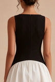 Black and White A Line Satin Mini Dress