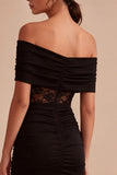 Off the Shoulder Black Lace Bodycon Mini Dress