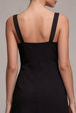 Black Bodycon Satin Mini Dress with Bow
