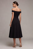 A Line Midi Off the Shoulder Little Black Dress