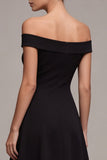 A Line Midi Off the Shoulder Little Black Dress