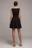 Simple A Line Boat Neck Little Black Dress