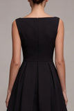 Simple A Line Boat Neck Little Black Dress