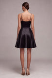 Spaghetti Straps Ruched A Line Little Black Dress