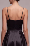 Spaghetti Straps Ruched A Line Little Black Dress