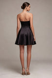Strapless Corset A Line Little Black Dress with Pockets