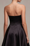 Strapless Corset A Line Little Black Dress with Pockets