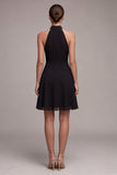 Simple High Neck A Line Little Black Dress