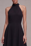 Simple High Neck A Line Little Black Dress