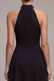 Simple High Neck A Line Little Black Dress