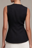 Round Neck Black and White A Line Cocktail Dress with Pleats