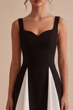 Thick Straps A Line Black and White Short Cocktail Dress