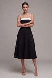 Black A Line Square Neck Semi Formal Dress