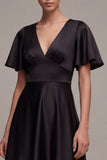 Flutter Sleeves V-Neck Long A Line Formal Dress