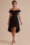 High Low A Line Off the Shoulder Little Black Dress