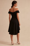 High Low A Line Off the Shoulder Little Black Dress